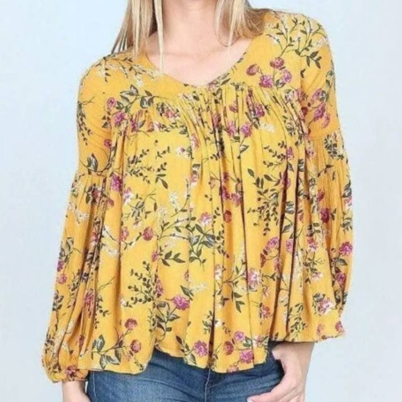 Altar'd State Tops - Altar'd State Floral Long Sleeve Swing Top Women's